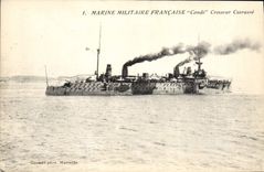 CPA Bateau de GuerreMarine Militaire Francaise Conde Croiseur Cuirasse Photo au dos Diego Diego Suar