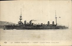 CPA Bateau de GuerreMarine Nationale Conde Croiseur cuirasse 10014 tonnes 