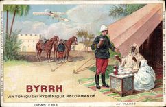 CPA Militaria Byrrh vin tonique et hygienique recommmande Infanterie au Maroc 