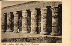 CPA Egypt Egypte Thebes Medinet Habu Court Yard of Ramses II 