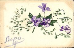 CPA Fantaisie (dessin a la main) Fleurs