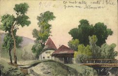CPA Fantaisie (dessin a la main) Maison Paysage
