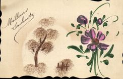 CPA Fantaisie (dessin a la main) Fleurs
