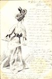 CPA Fantaisie (dessin a la main) Femme Ombrelle