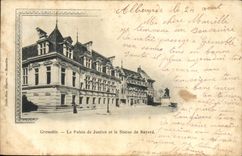 CPA Grenoble Le Palais de Justice et la statue de Bayard 
