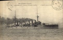 CPA Bateau de Guerre Marine Militaire Francaise Condorcet Cuirasse d'escadre a turbines (Guerre 1914