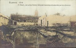 CPA Militaria Guerre 1914 Albert Les usines Roehet Schneider incendiees et bombardees par les allema