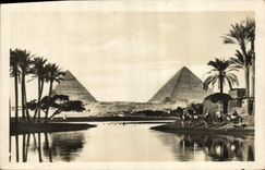 CPA Egypt Egypte Cairo Inondation at the Pyramids 