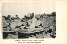 CPA Egypt Egypte Karnak Sphinx devant le grand Pylone 