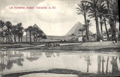 CPA Egypt Egypte Les Pyramides pendant l'inondation du Nil 