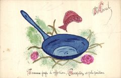 CPA Fantaisie (dessin a la main ) Poisson 1 Avril Comme gage d'affection Acceptez ce joli poisson 