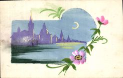 CPA Fantaisie (dessin a la main ) Ville Fleurs