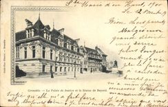 CPA Grenoble Le Palais de Justice et la Statue de Bayard 
