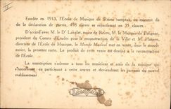 CPA Militaria 1913 Ecole de musique de Reims 