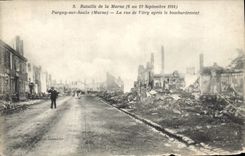 CPA Militaria Bataille de la marne 6 au 12 Sep 1914 la rue de vitry apres le bombardement Pargny sur