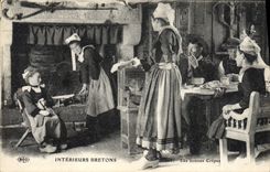 CPA Folklore Interieurs Bretons Les bonnes crepes