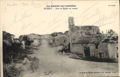 CPA Militaria Flirey Rue et eglise en ruines