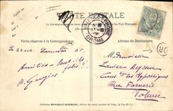 CPA Folklore Le couple a cheval Jeunes montagnards Cevenols se rendant a califourchon a la foire de 