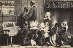 CPA Folklore Bretagne La priere du soir dans une ferme bretonne 