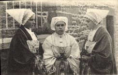 CPA Folklore Jeunes filles de Brigognan Plouneour habillees pour une procession