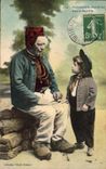 CPA Folklore Plougastel Daoulas Aieul et petit fils Enfant