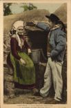 CPA Folklore Plougastel Daoulas Allons Loise 
