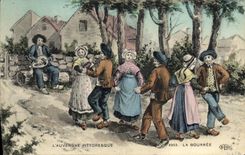 CPA Folklore Auvergne La bourree