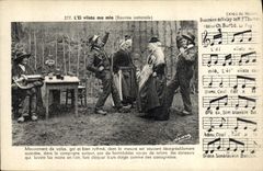 CPA Folklore Auvergne La bourree