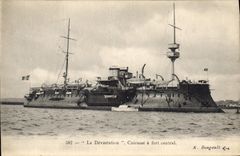 CPA Bateau de guerre Le Devastation Cuirasse a fort central