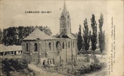 CPA Militaria Eclusier Vaux L'eglise bombardee
