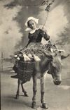 CPA Folklore Elliant En route pour le marche Ane Mule