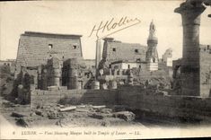 CPA Egypt Egypte Luxor View showing Mosque built in temple of Luxor