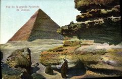 CPA Egypt Egypte Vue de la grande pyramide de Cheops 