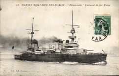 CPA Bateau de Guerre Democratie Cuirasse de 1er rang