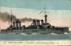 CPA Bateau de Guerre Edgar Quinet Croiseur Cuirasse de 1ere classe