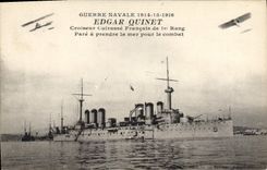 CPA Bateau de Guerre Edgar Quinet Croiseur Cuirasse Francais de 1er rang Pare a prendre la mer pour 