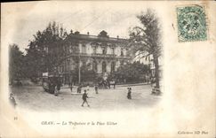 CPA Prefecture et la Place Kleber Oran Algerie Tramway