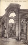 CPA Militaria Senlis La gare incendiee
