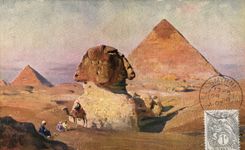 CPA Egypt Egypte Le sphinx et les Pyramides Timbre du Levant