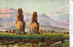 CPA Egypt Egypte Les colosses de Memnon a Thebes