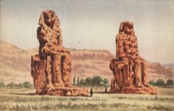 CPA Egypt Egypte Thebes The Memnon Colossi reprenseting Amenophis III