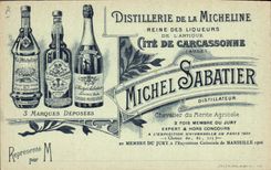 CPA Chateau Cite de Carcassonne Grande Cote de la Porte d'Aude Publicite Distillerie de la Micheline