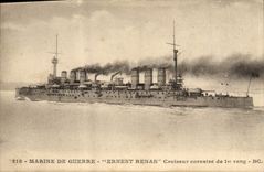 CPA Bateau de Guerre Ernest Renan Croiseur Corsaire de 1er rang