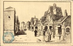 CPA Chateau Restitution d'un coin de la foire St Germain Place St Sulpice Rue de l'hotellerie