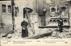 CPA Militaria Eglise a Termonde bombardee par les Allemands