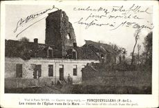 CPA Militaria Foncquevillers Les ruines de l'eglise vues de la Mare