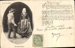 CPA Folklore Auvergne La bourree