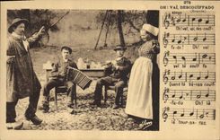 CPA Folklore Auvergne La bourree Accordeon