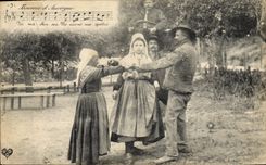 CPA Folklore Auvergne La bourree