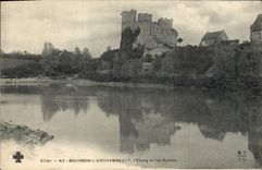 CPA Chateau Bourbon l'Archambault L'etang et les ruines